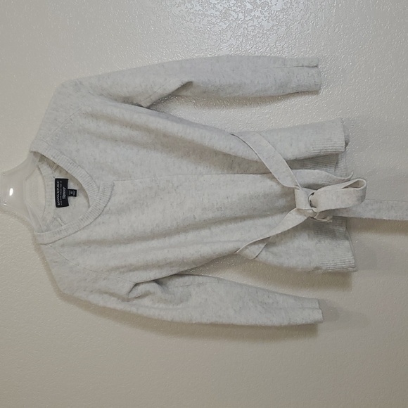 Banana Republic Filpucci Yarn Open Front with Tie Sweater XS Petite Oatmeal - Picture 1 of 8